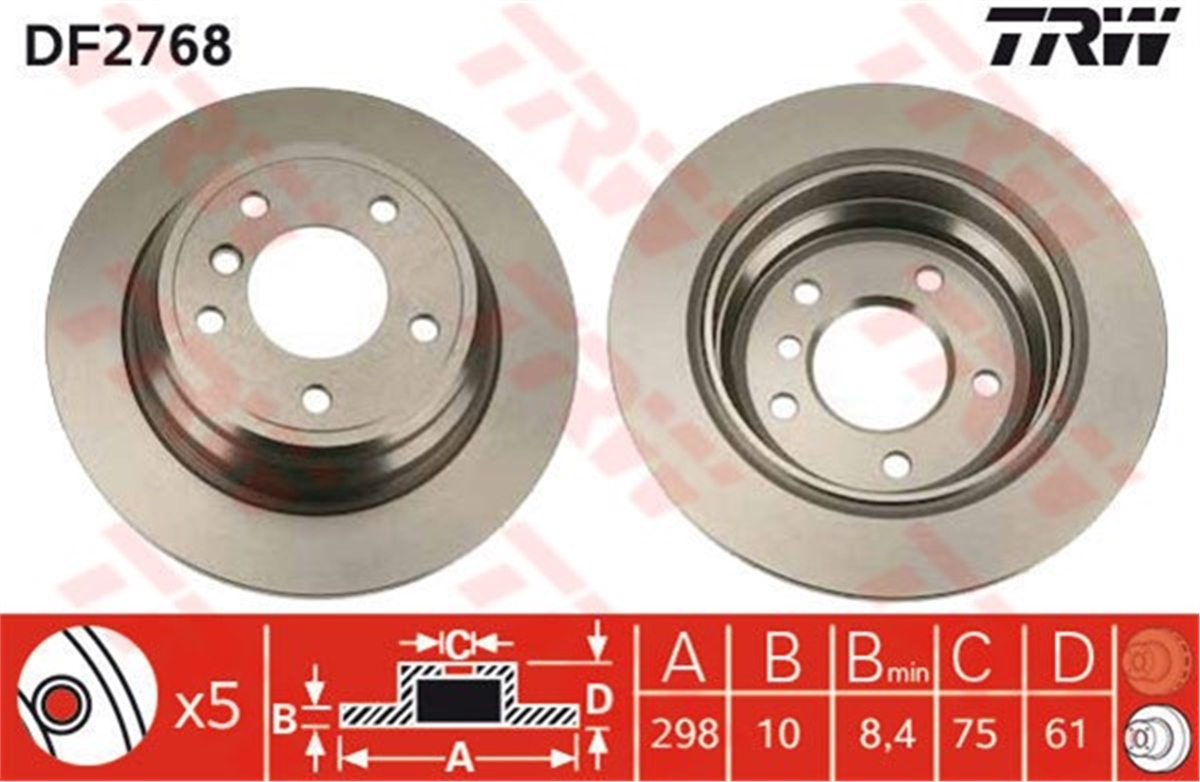 YEDEK PARÇAFREN DİSKİ ARKA 5 1995-2003 TRW DF2768TRWTRW DF2768