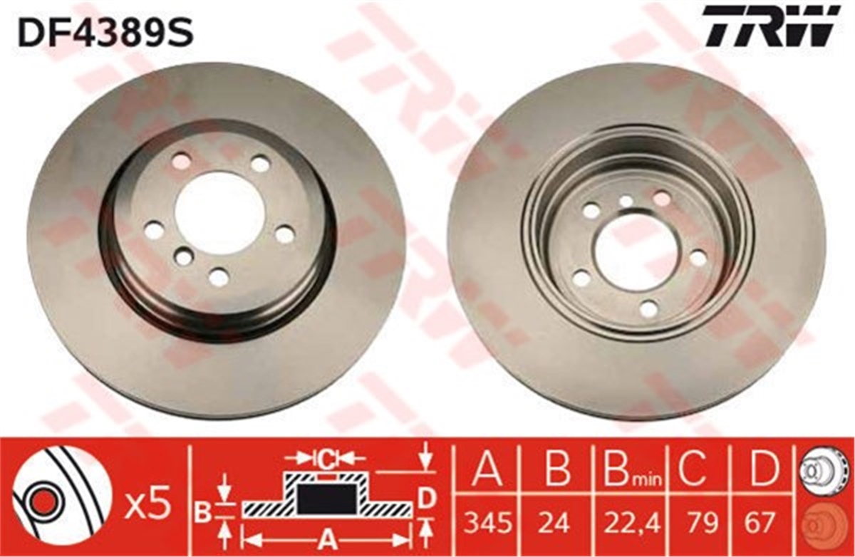 YEDEK PARÇAFREN DİSKİ ARKA 7 2001 TRW DF4389STRWTRW DF4389S