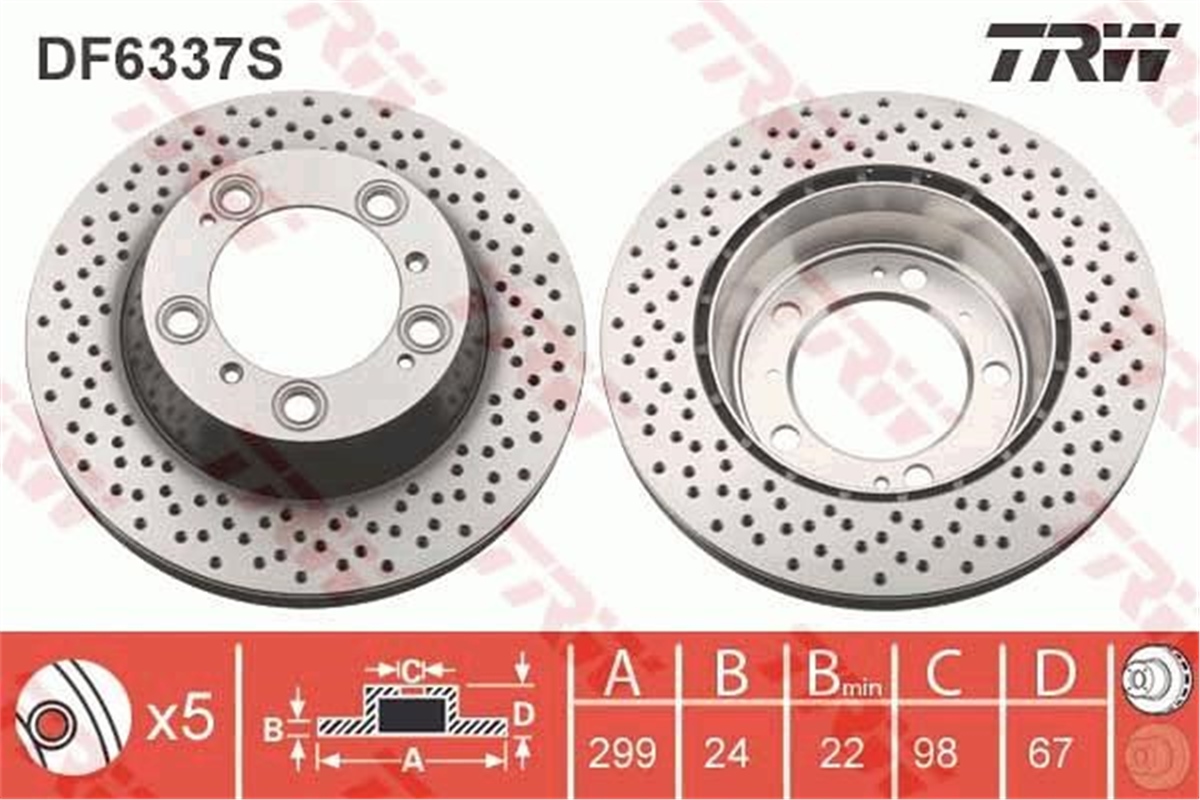 YEDEK PARÇAFREN DİSKİ ARKA BOXSTER 1999-2011-CAYMAN 2005 911 1997-2008 TRW DF6337STRWTRW DF6337S
