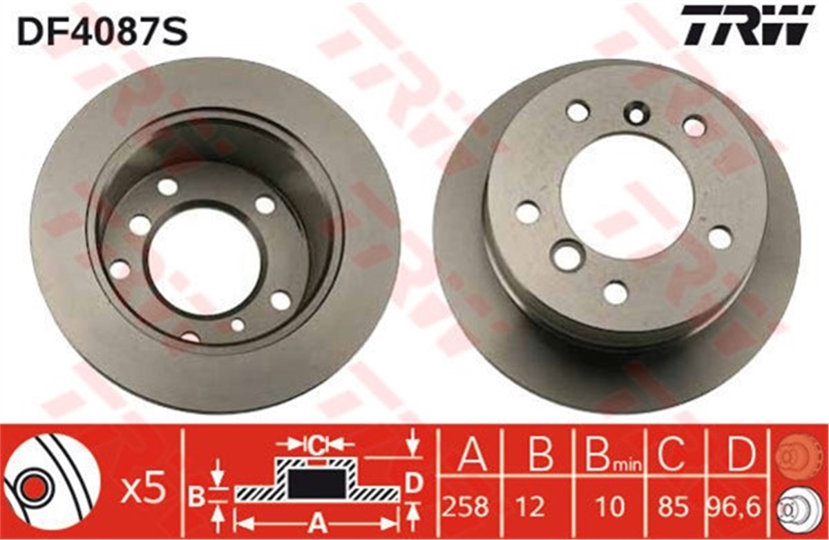 YEDEK PARÇAFREN DİSKİ ARKA G-CLASS 1979 SPRINTER 2-T-3-T-4-T-LT28-35 II 1996-2006-LT 28-46 II 1996-2006 TRW DF4087STRWTRW DF4087S