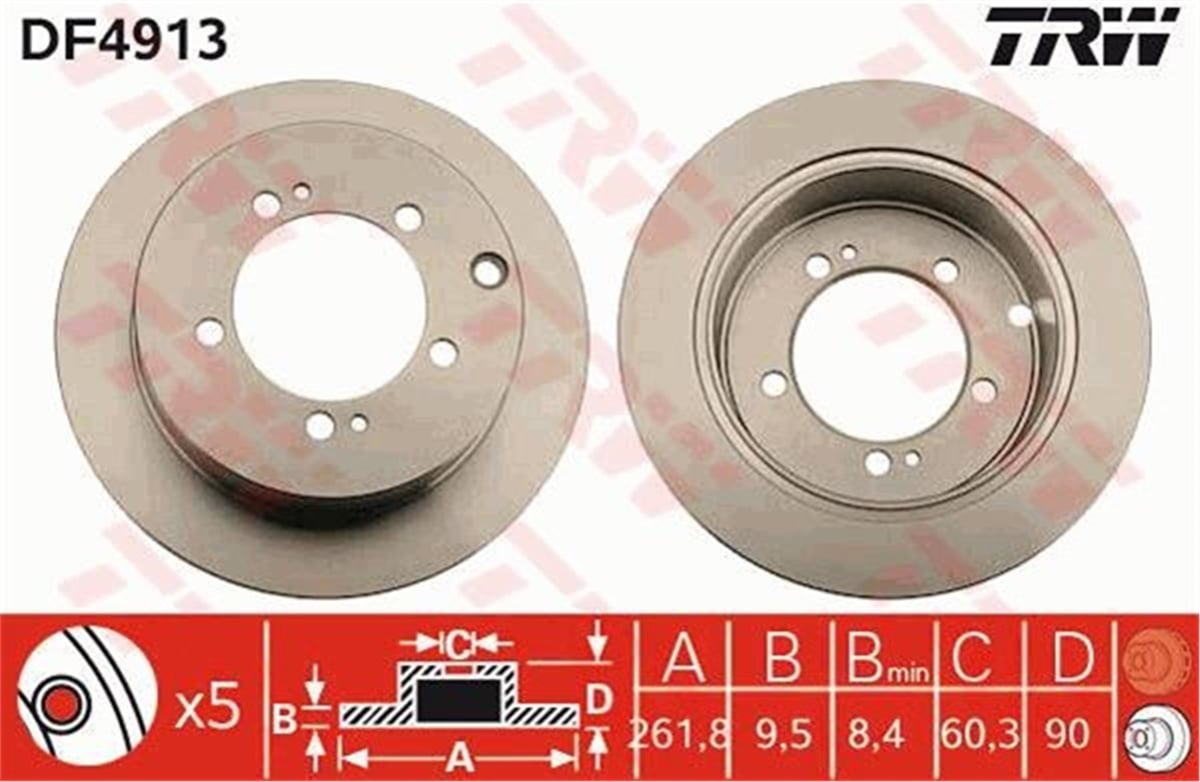 YEDEK PARÇAFREN DİSKİ ARKA PAJERO PININ 1999-2007 TRW DF4913TRWTRW DF4913