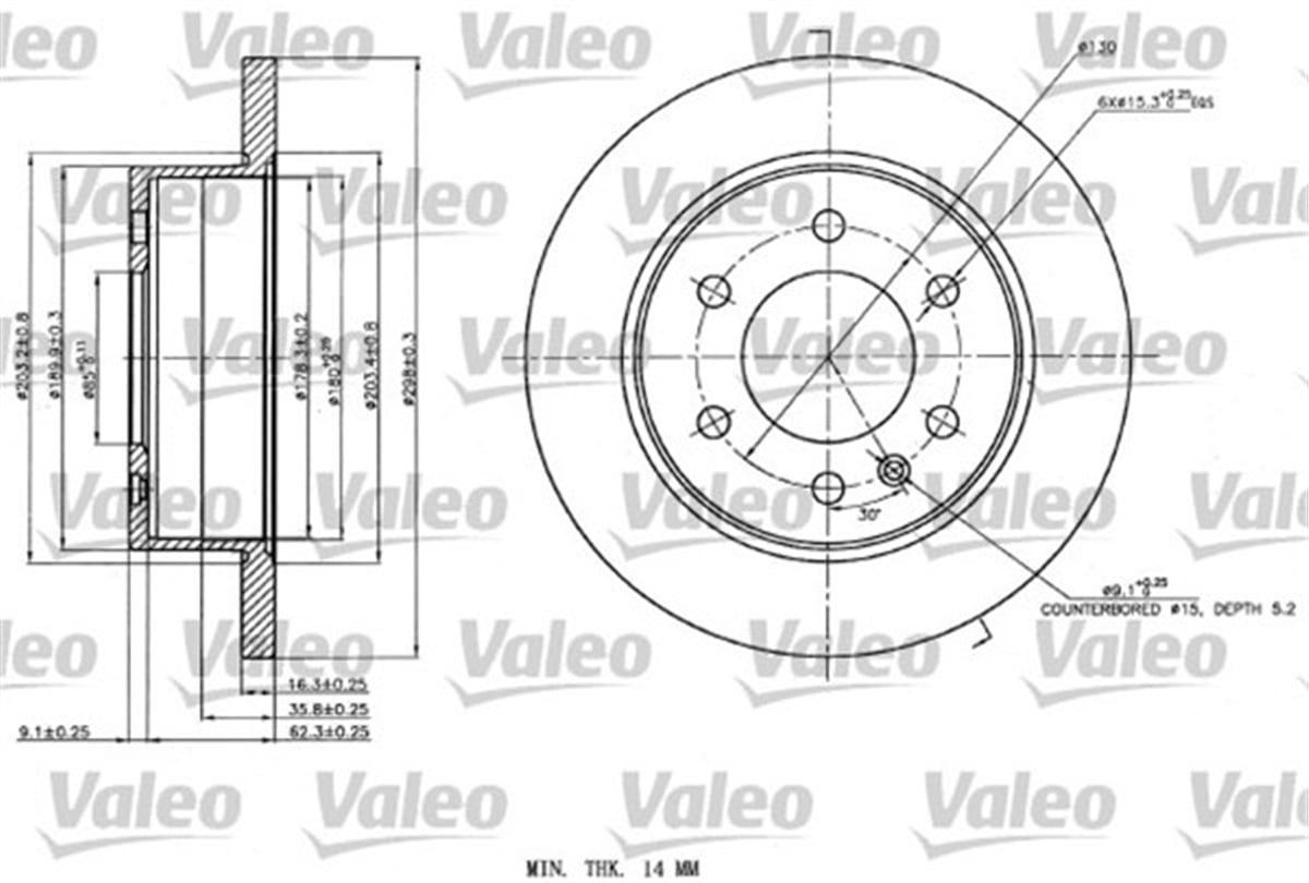 YEDEK PARÇAFREN DİSKİ ARKA X1 MB SPRİNTER 906 3T-3.5T 2006 - VALEO 187142VALEOVALEO 187142