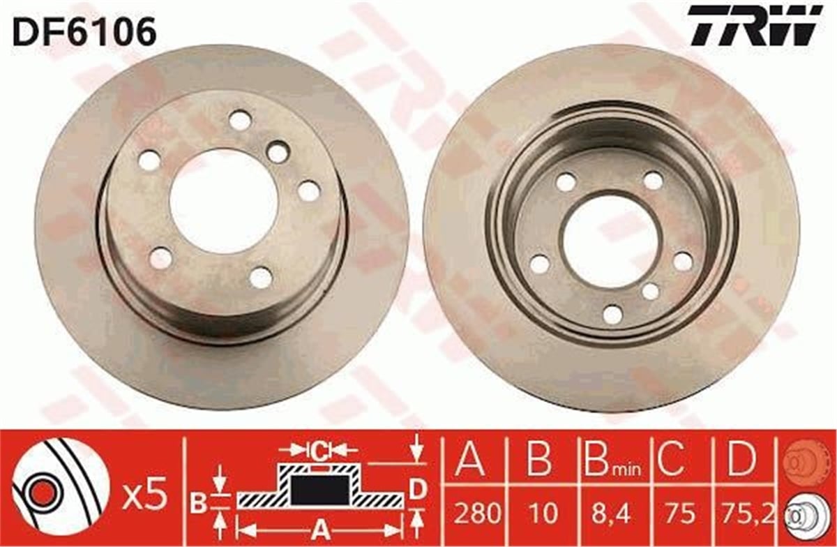 YEDEK PARÇAFREN DİSKİ ARKA Z4 2003 TRW DF6106TRWTRW DF6106
