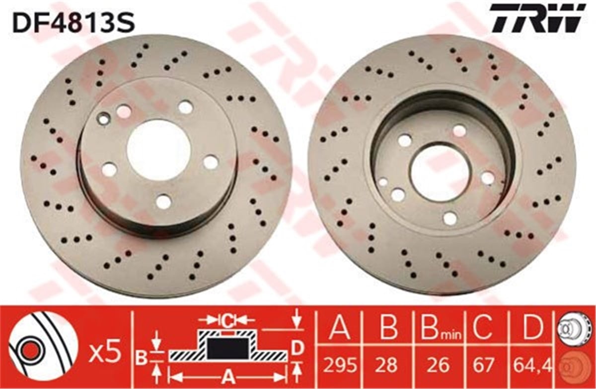 YEDEK PARÇAFREN DİSKİ ÖN SPORT PAKET TAKIM A2044213612 MERCEDES 204 2007-2013 BM TRW TRW DF4813STRWTRW DF4813S