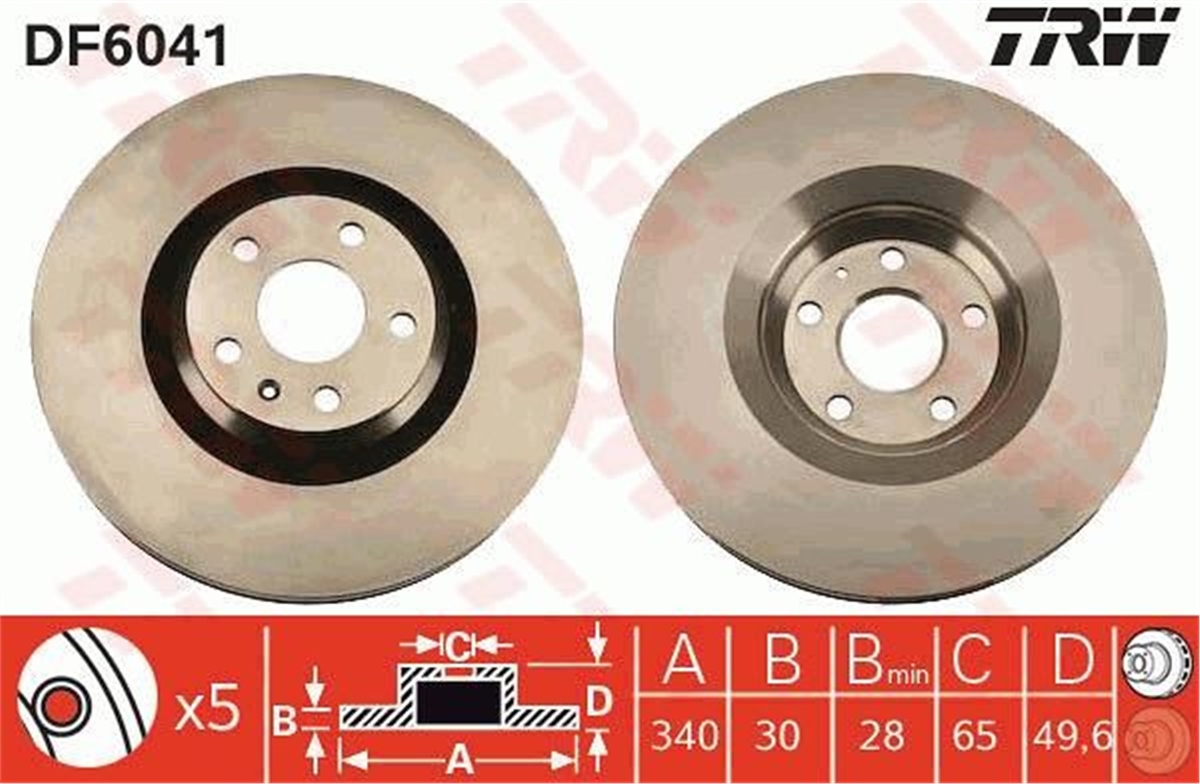 YEDEK PARÇAFREN DİSKİ ÖN TT 2006 TRW DF6041STRWTRW DF6041S