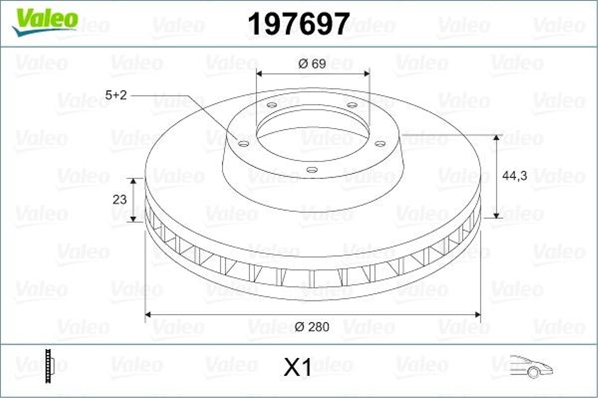 YEDEK PARÇAFREN DİSKİ ÖN X2 HYUNDAI I30 12 -ELANTRA 11 ; KIA CEED 12 VALEO 197697VALEOVALEO 197697
