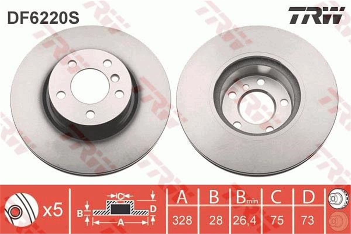 YEDEK PARÇAFREN DİSKİ ÖN X3 2010 X4 2014 TRW DF6220STRWTRW DF6220S