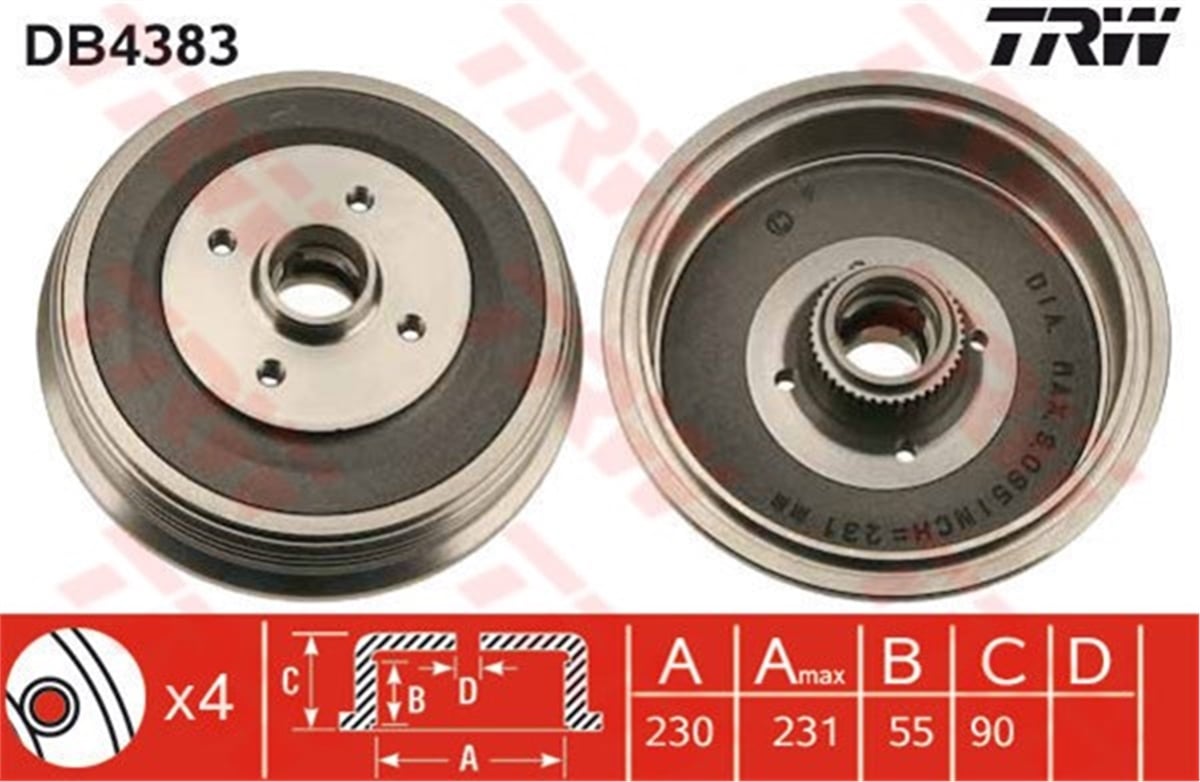 YEDEK PARÇAFREN KAMPANASI ARKA CADDY II 95-04 TRW DB4383TRWTRW DB4383