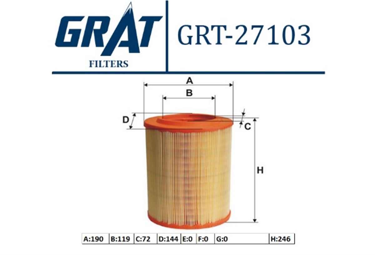 YEDEK PARÇAHAVA FILTRESI ALFA ROMEO 159 2006- 55183562 -GRT-27103GRATGRT-27103