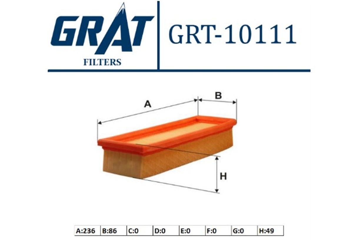YEDEK PARÇAHAVA FILTRESI  FIAT UNO 70  7554755 -GRT-10111GRATGRT-10111