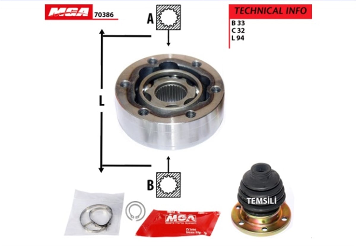 YEDEK PARÇAIC AKS KAFASI VW CADDY 96-03  GOLF 75-98  POLO CLS 96-02  SEAT IBIZA 93-02  TOLEDO 92-99 JZW498350AX -MGA-70386MGAMGA-70386