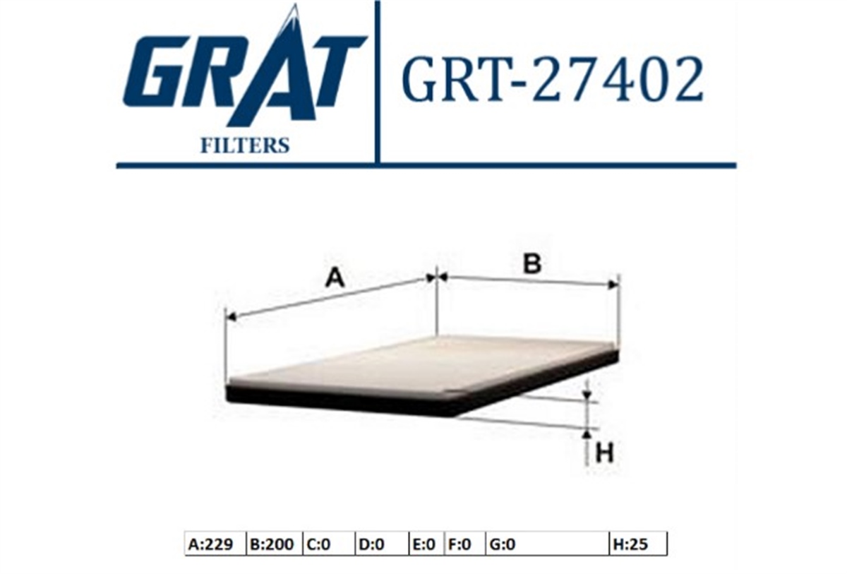 YEDEK PARÇAKABIN FILTRESI  ALFA ROMEO  GIULIETTA 1.4TB 1.6JTDM 10- 50511785 -GRT-27402GRATGRT-27402