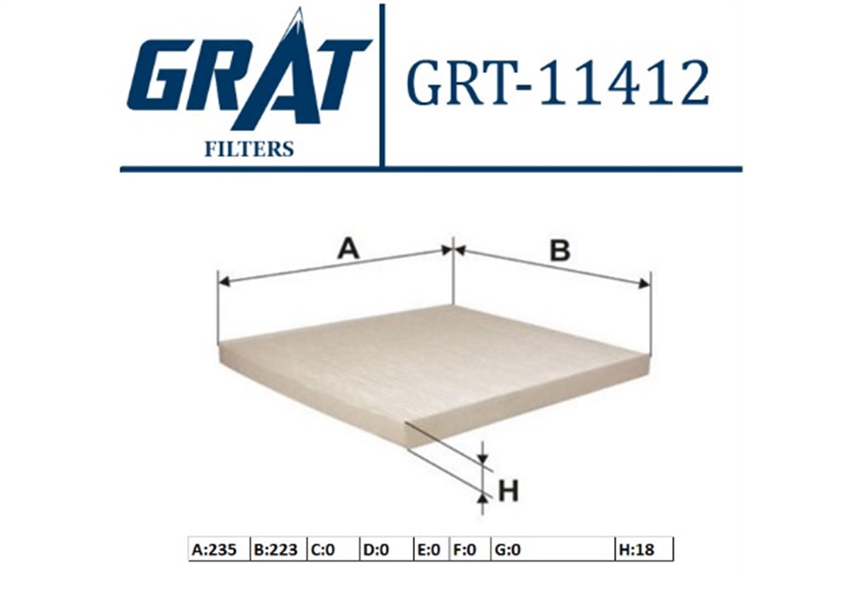 YEDEK PARÇAKABIN FILTRESI H18 RENAULT MEGANE SCENIC 97-99 7700428820 -GRT-11412GRATGRT-11412