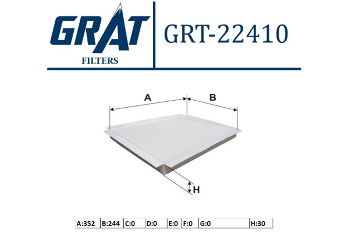 YEDEK PARÇAKABIN FILTRESI ( MERCEDES W168-W414 A SERI / VANEO )GRATGRT-22410