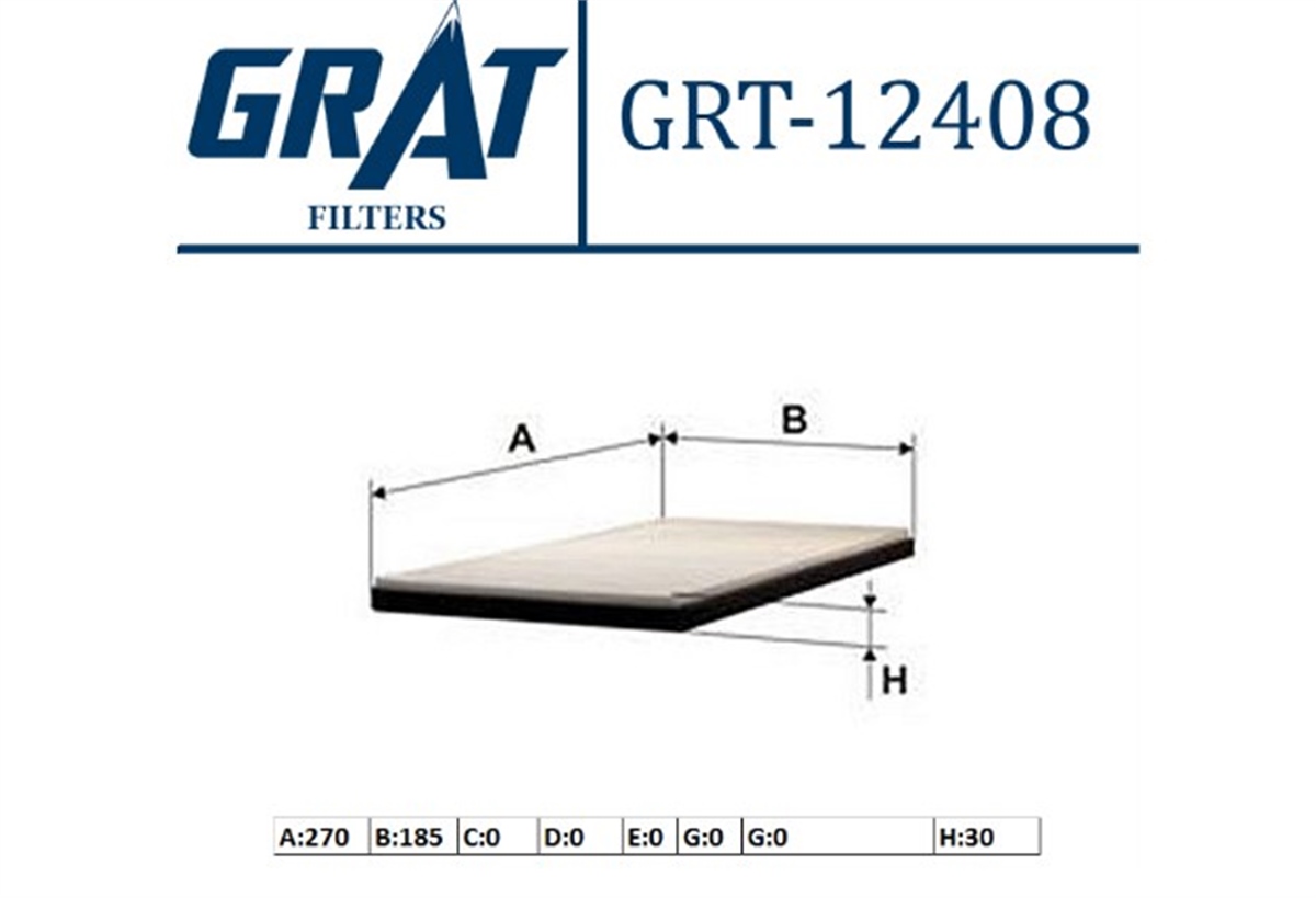 YEDEK PARÇAKABIN FILTRESI PEUGEOT 405 6447EF -GRT-12408GRATGRT-12408