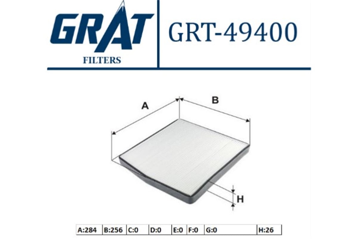 YEDEK PARÇAKABIN FILTRESI  VOLVO S60-S80-V70-XC70-90 30630752 -GRT-49400GRATGRT-49400
