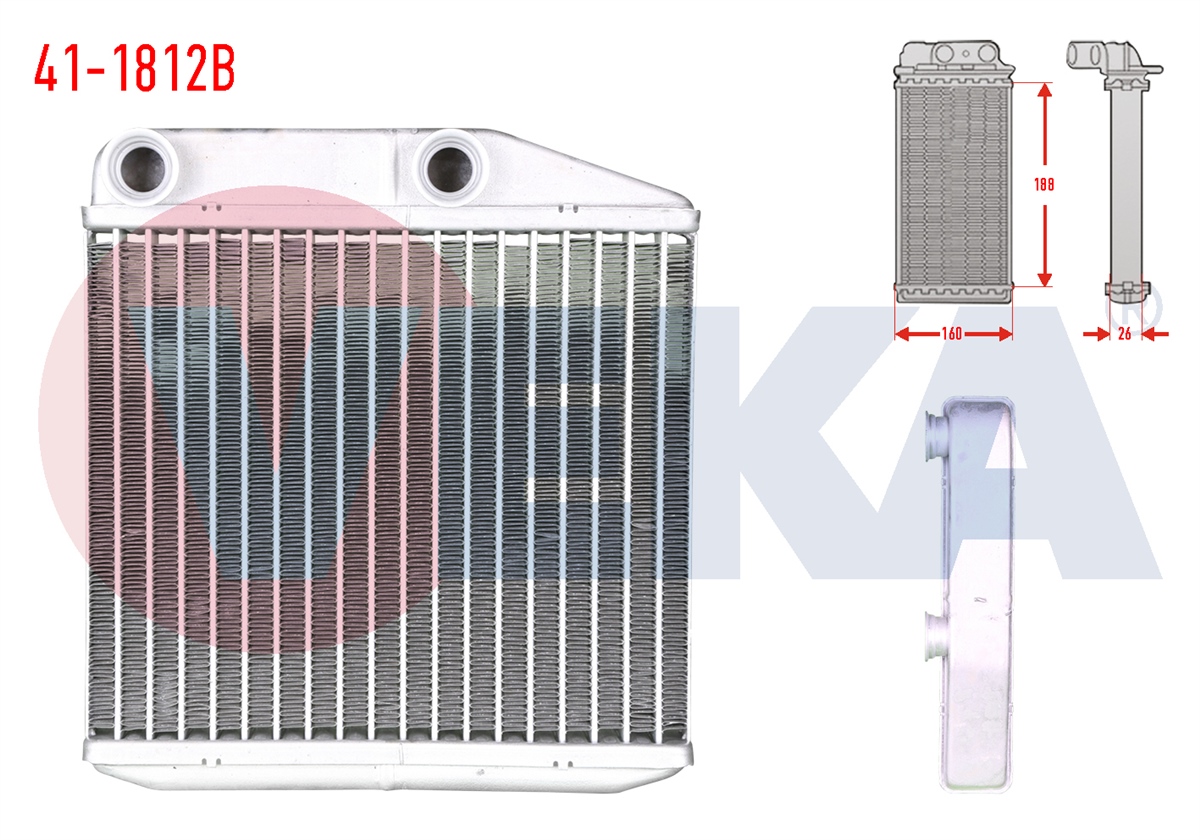 YEDEK PARÇAKALORİFER RADYATÖRÜ BRAZİNG 5.5mm fin LİNEA 1.3 MJT 2007>VEKA41-1812B