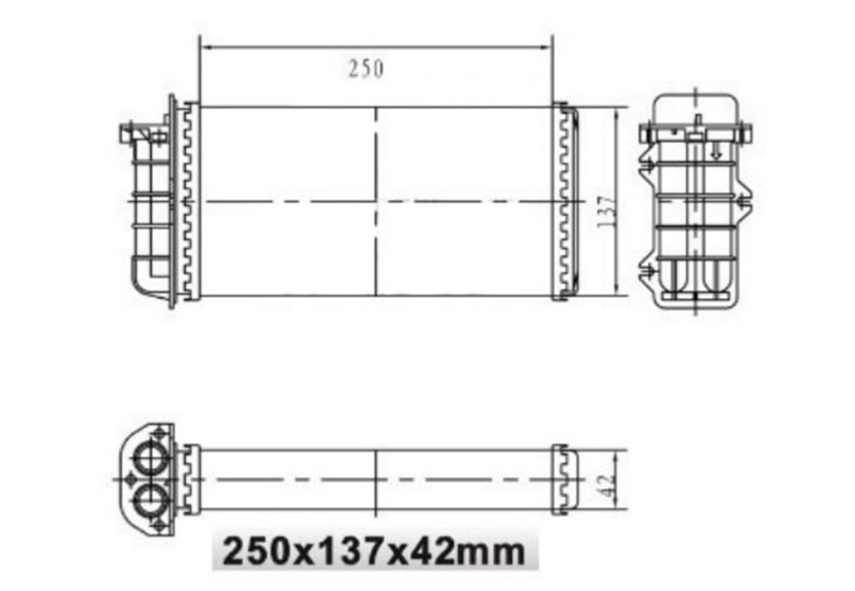 YEDEK PARÇAKALORIFER RADYATORU MEKANİK  FIAT  BRAVO / BRAVA / MAREA--01 TUM MODELLER  250×137×42 46721967 -MGA-81102MGAMGA-81102