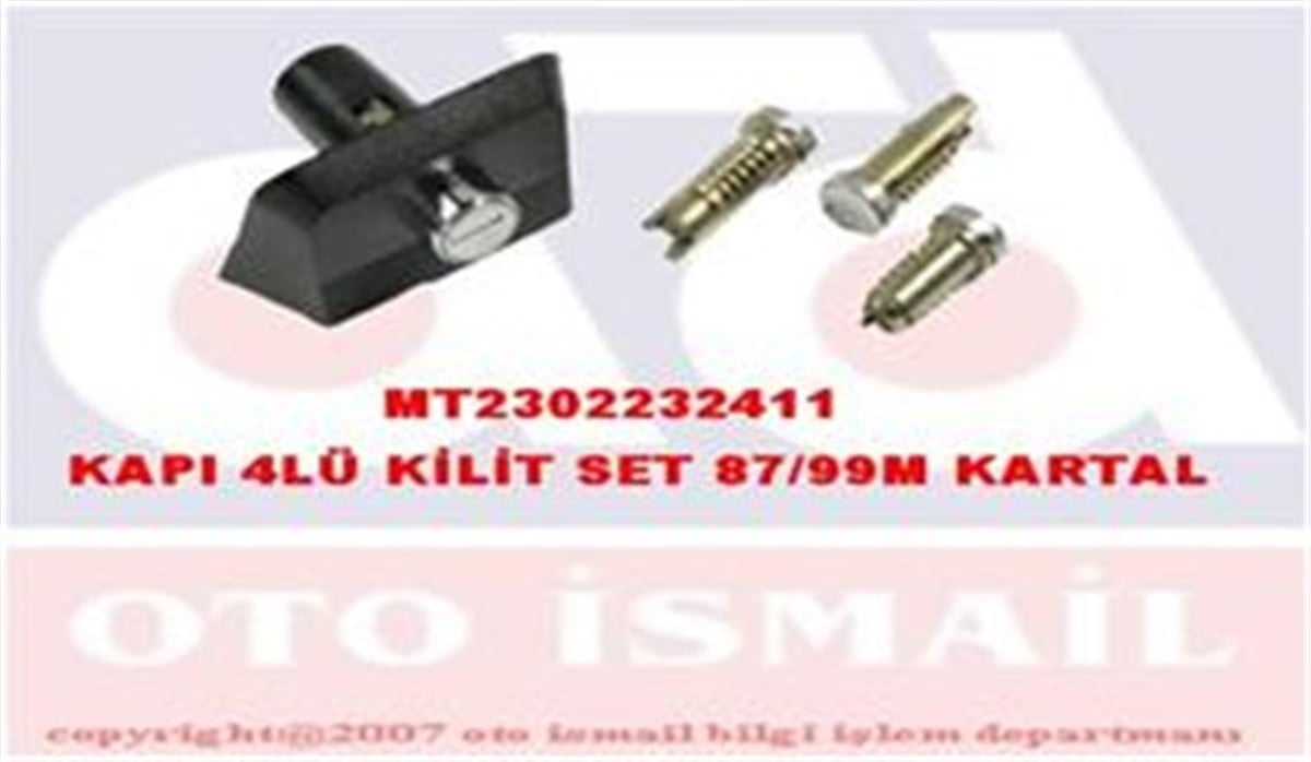 YEDEK PARÇAKAPI 4LÜ KİLİT SET 87-99M KARTAL MITA 02232411MITAMITA 02232411