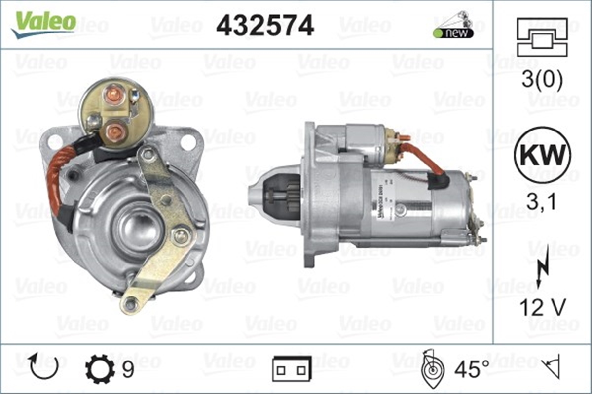 YEDEK PARÇAMARŞ MOTORU D9R 91 LAND ROVER VALEO 432574VALEOVALEO 432574