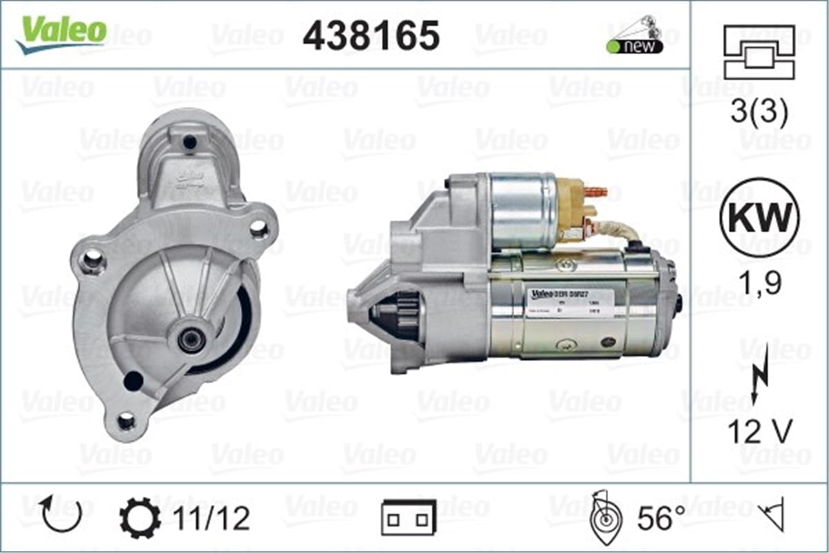 YEDEK PARÇAMARŞ MOTORU PSA VALEO 438165VALEOVALEO 438165