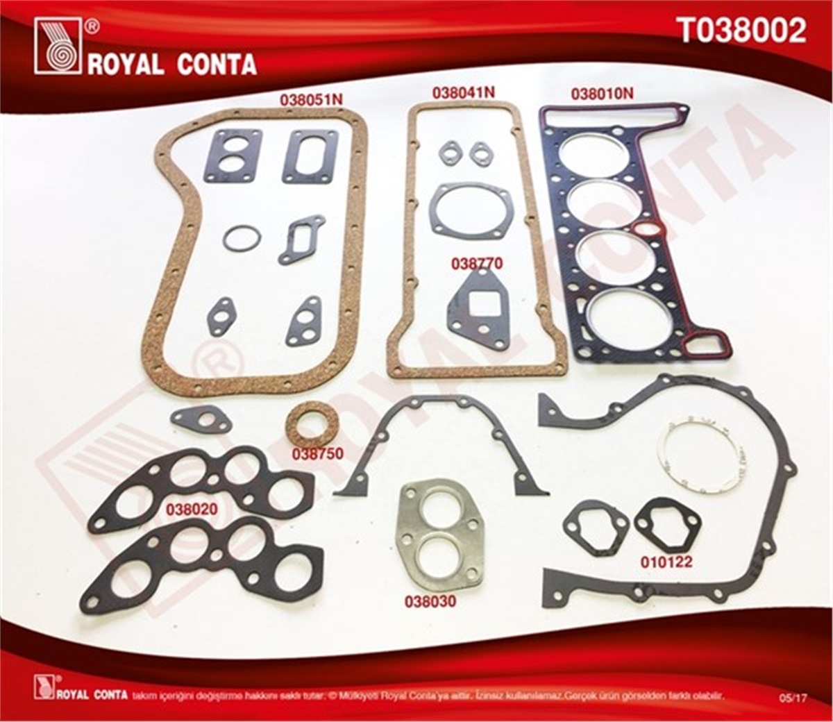 YEDEK PARÇAMOTOR TAKIM CONTA KEÇESİZ 1300S-1600S-NİVA ROYAL T038002ROYALROYAL T038002