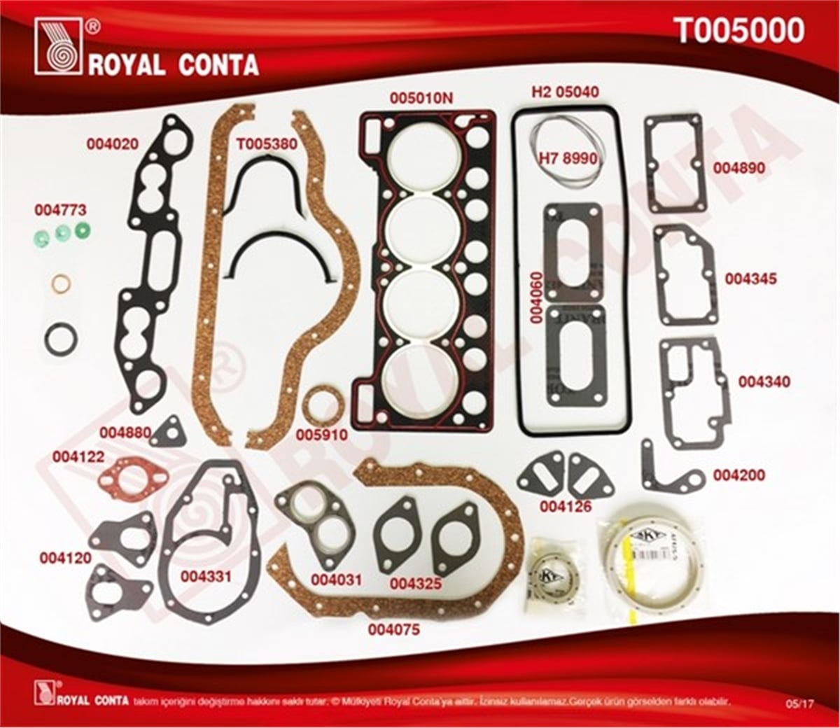 YEDEK PARÇAMOTOR TAKIM CONTA SKT KEÇELİ R12 1400 ROYAL T005000ROYALROYAL T005000