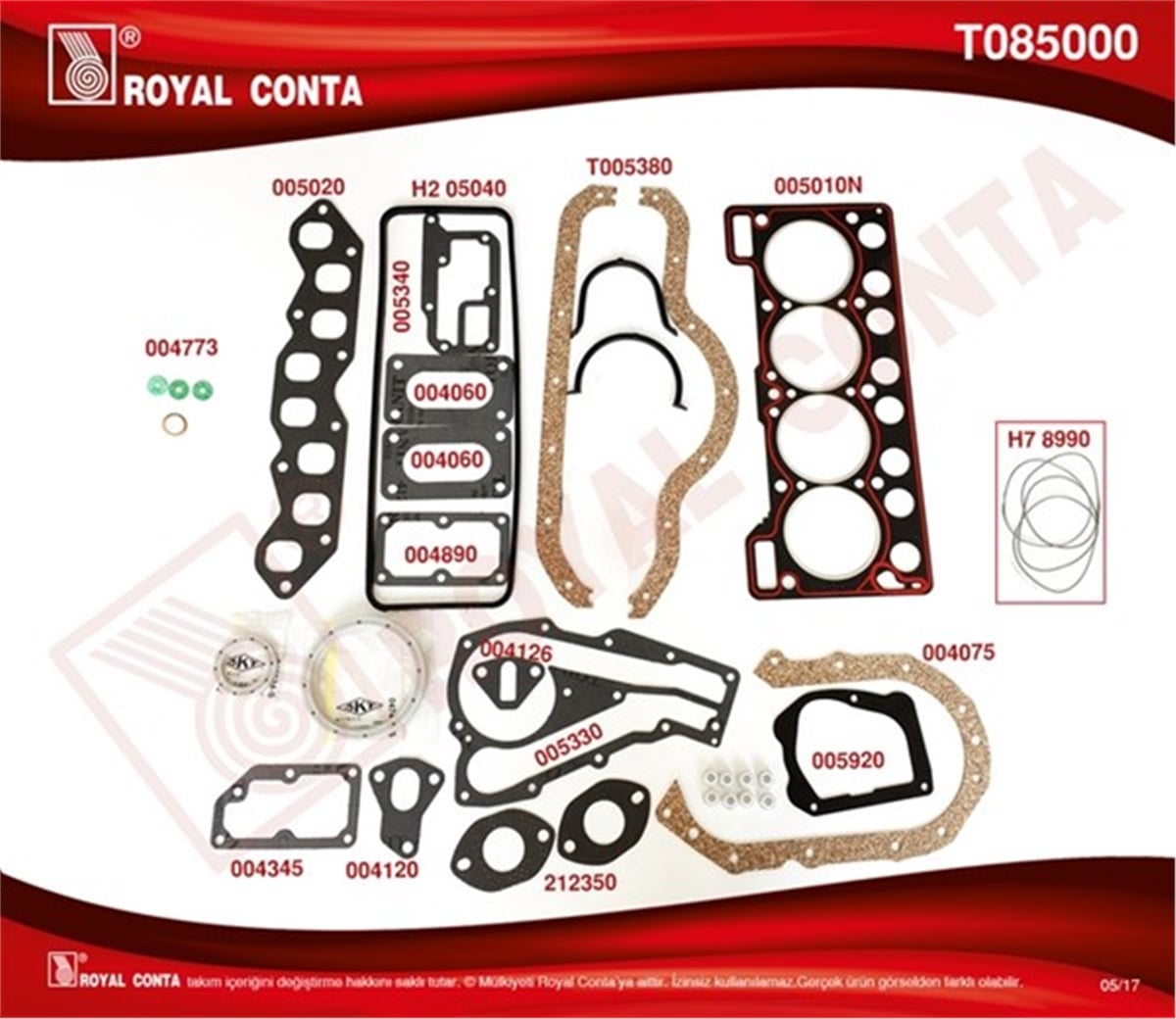 YEDEK PARÇAMOTOR TAKIM CONTA SKT KEÇELİ SUBP.LAST R9 BROADWAY-R19 1.4 KARBÜRATÖRLÜ ROYAL T085000ROYALROYAL T085000