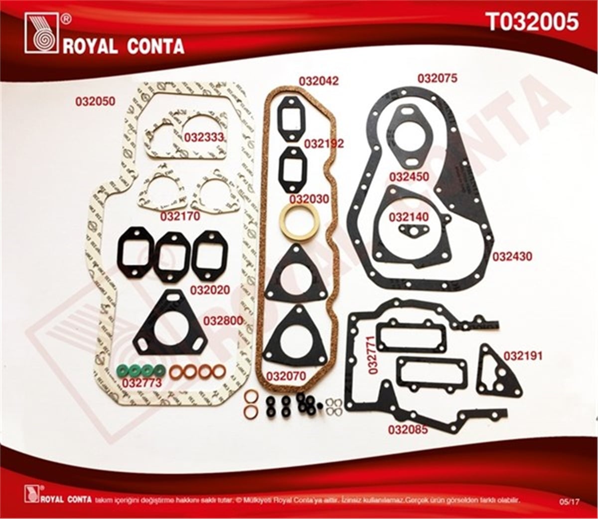 YEDEK PARÇAMOTOR TAKIM CONTA. SİLİNDİR KAPAKSIZ J9 DZL ROYAL T032005ROYALROYAL T032005