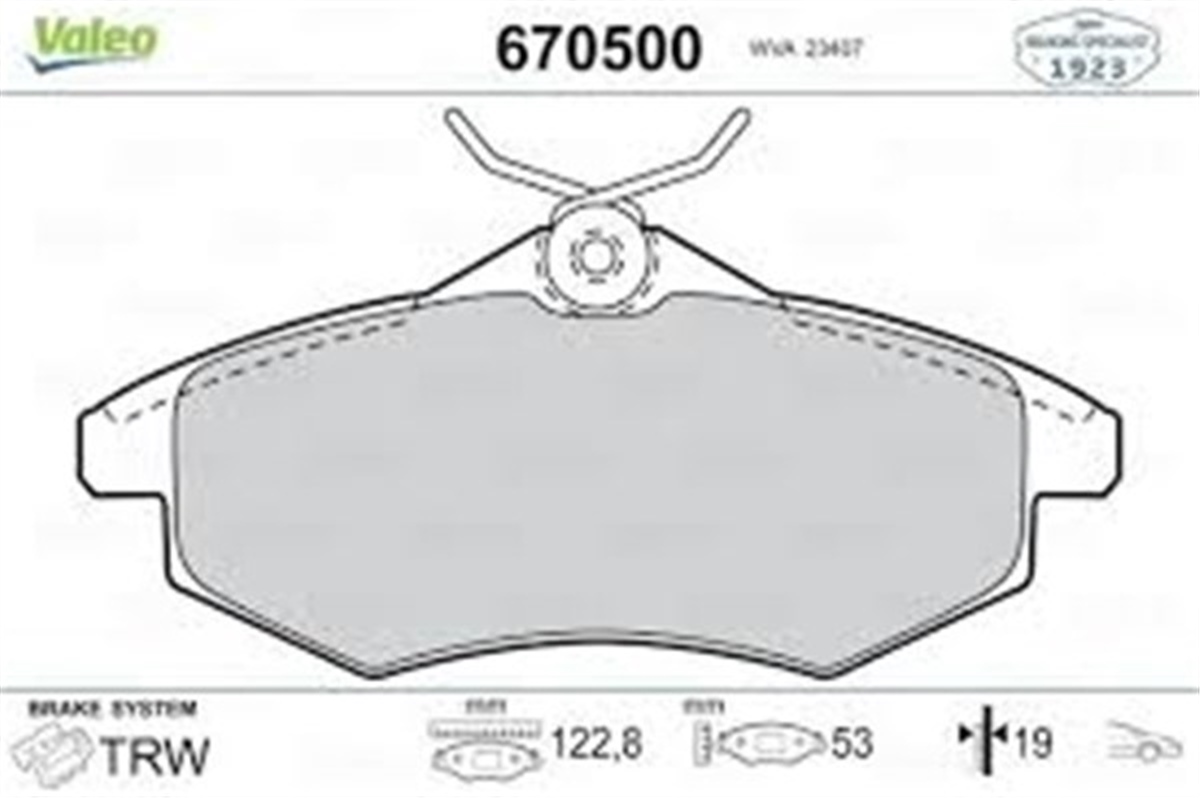 YEDEK PARÇAÖN BALATA C2 03 C3 1.1İ-1.4 HDI 1.4İ 02 K.C TİP VALEO 670500VALEOVALEO 670500