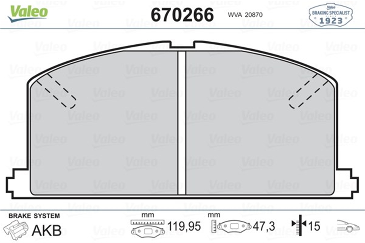 YEDEK PARÇAÖN BALATA CAMRY 85-86 VALEO 670266VALEOVALEO 670266
