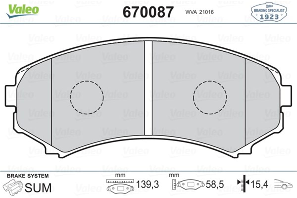YEDEK PARÇAÖN BALATA E2200-E2000 VALEO 670087VALEOVALEO 670087