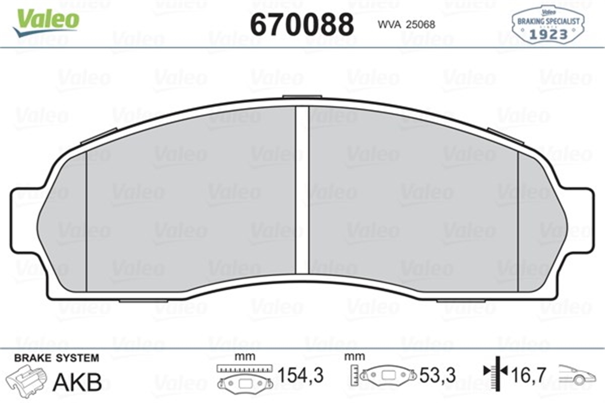 YEDEK PARÇAÖN BALATA EXPLORER 96-01 VALEO 670088VALEOVALEO 670088