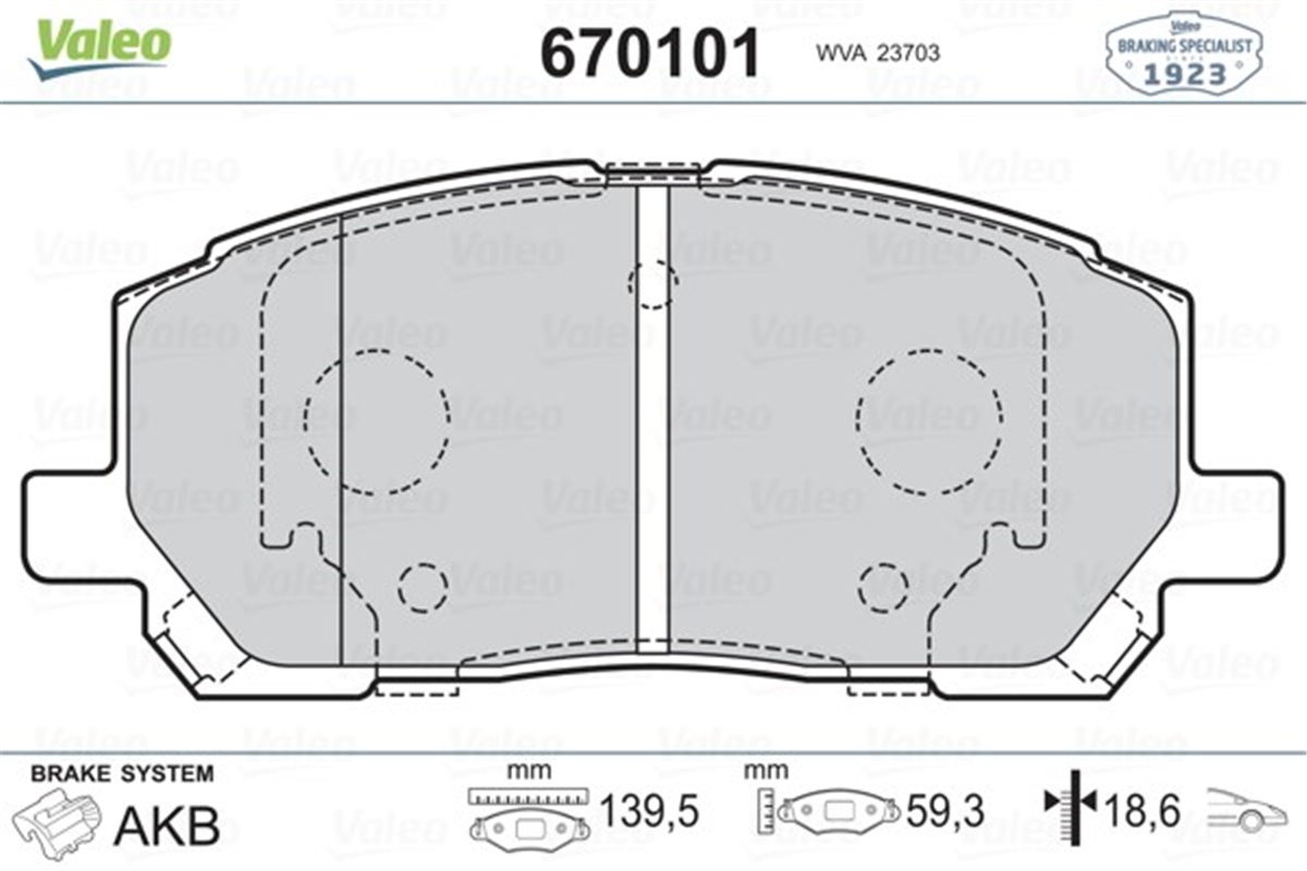 YEDEK PARÇAÖN BALATA LEXUS RX 98-03 VALEO 670101VALEOVALEO 670101