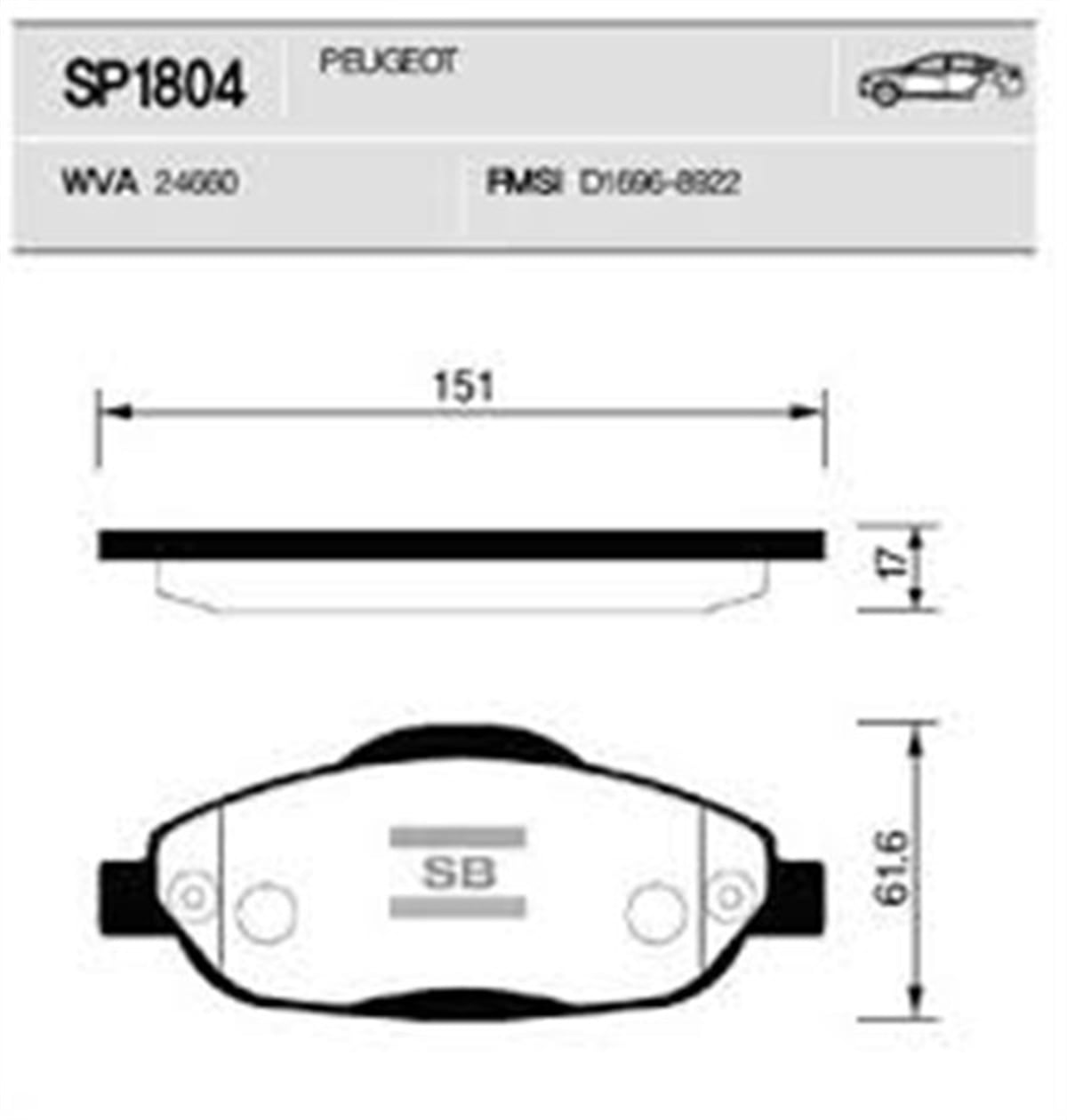 YEDEK PARÇAÖN BALATA P308 1.4 1.6 HDİ 2.0HDİ 07 308 SW 07 308 CC 1.6 1.6HDİ 09 13 3008 13 SANGSIN SP1804SANGSINSANGSIN SP1804