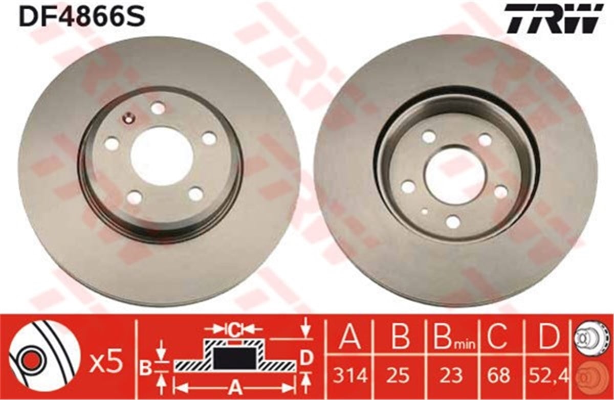 YEDEK PARÇAÖN FREN AYNASI HAVALI A4 8EC 2.0 TDI 06- A4 8K2 A4 AVANT 8K5 1.8 TFSI-1.8 TFSI QUATTRO-2.0 TFSI-2.0 TRW DF4866STRWTRW DF4866S
