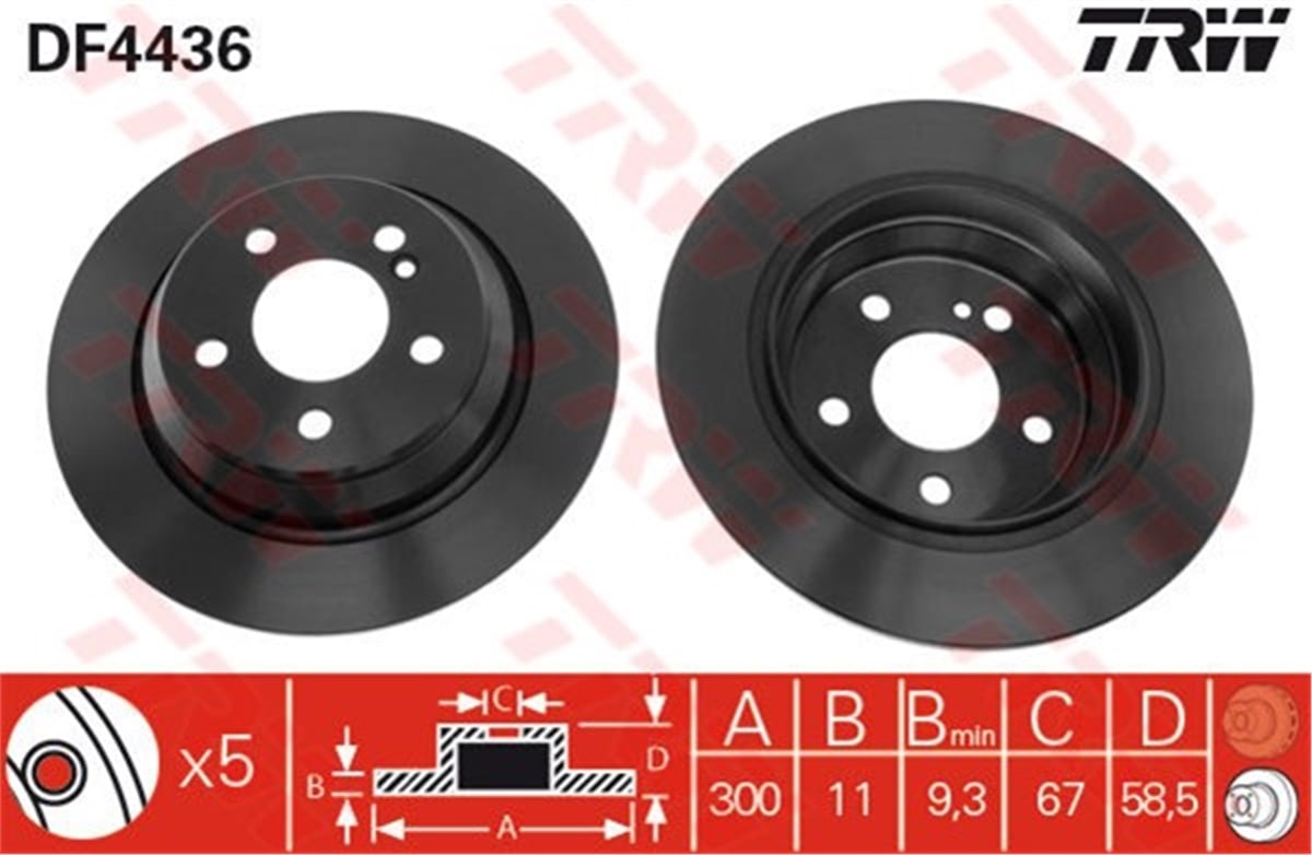 YEDEK PARÇAÖN FREN AYNASI S-SERİSİ W220 S280-S320-S320 CD-S350-S350 4-MATİC 10-1999-08-2005 300X11X5DL TRW DF4436TRWTRW DF4436