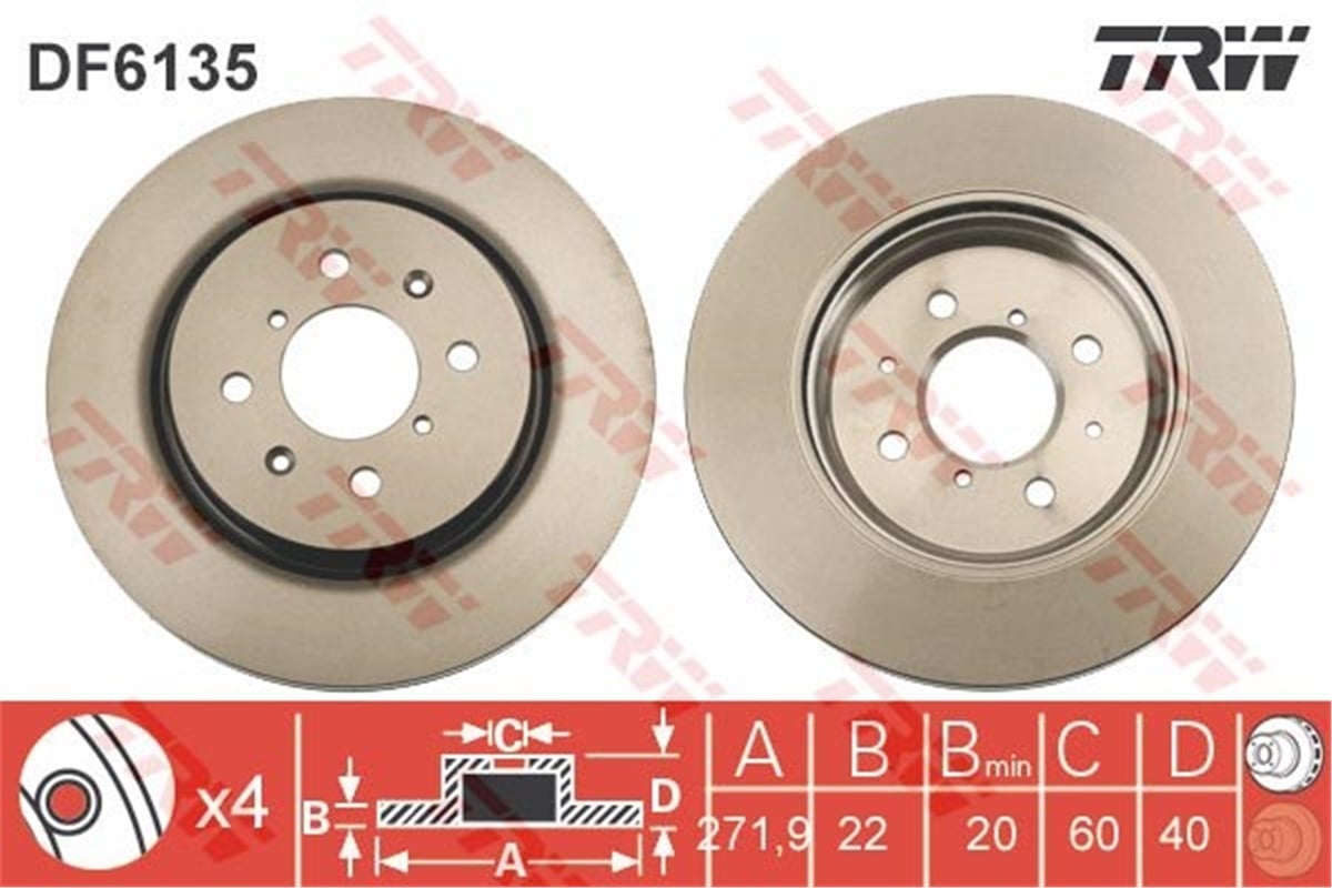 YEDEK PARÇAÖN FREN AYNASI SWIFT IV FZ-NZ 1.2 4X4-1.2-1.3 DDİS-1.6 10 HAVA KANALLI TRW DF6135TRWTRW DF6135