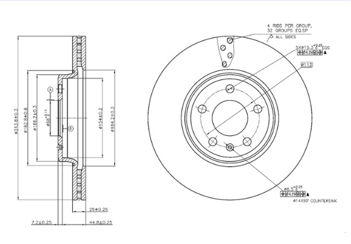 YEDEK PARÇAON FREN DISKI-314×25 5×112 AUDI A4 08-  A5 08- 8K0615301 -MGA-50434MGAMGA-50434