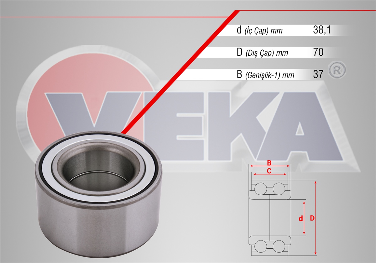 YEDEK PARÇAÖN TEKER RULMANI 16v 381X70X37 ACCENT ERA 1.4i 2006-2012VEKA47-2104