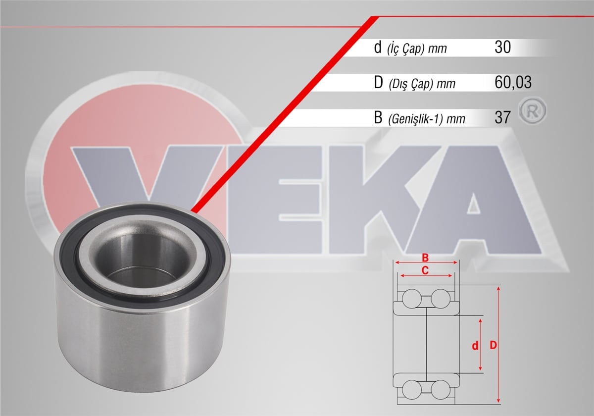 YEDEK PARÇAÖN TEKER RULMANI 30X6003X37 UNO 70 1.4i 1994-2000VEKA47-1800