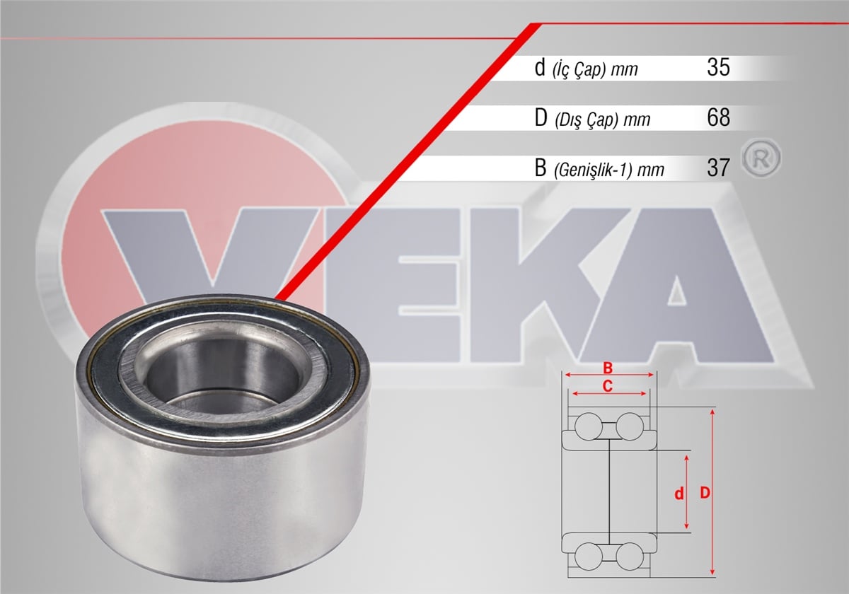 YEDEK PARÇAÖN TEKER RULMANI 35X68X37 ALBEA 1.4 1996-2003VEKA47-1801