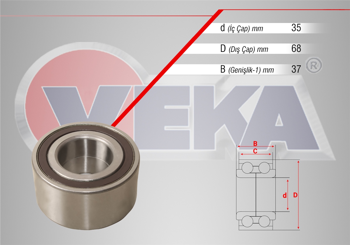 YEDEK PARÇAÖN TEKER RULMANI ABSLI 37X7404X37 DOBLO 152263 1.3 MJT 2010>VEKA47-1812