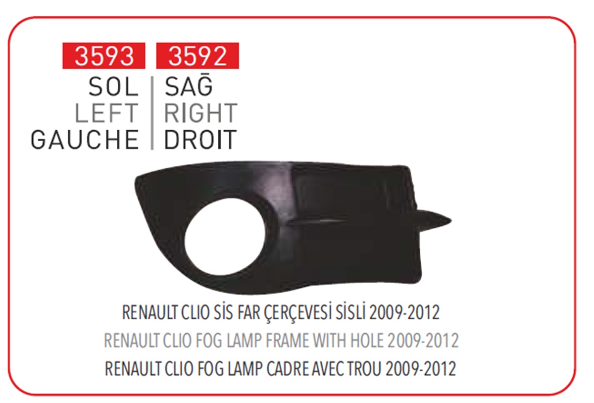 YEDEK PARÇASİS FAR ÇERÇEVESİ SAĞ SİSLİ CLİO 2008>PLEKSANPLK-3592