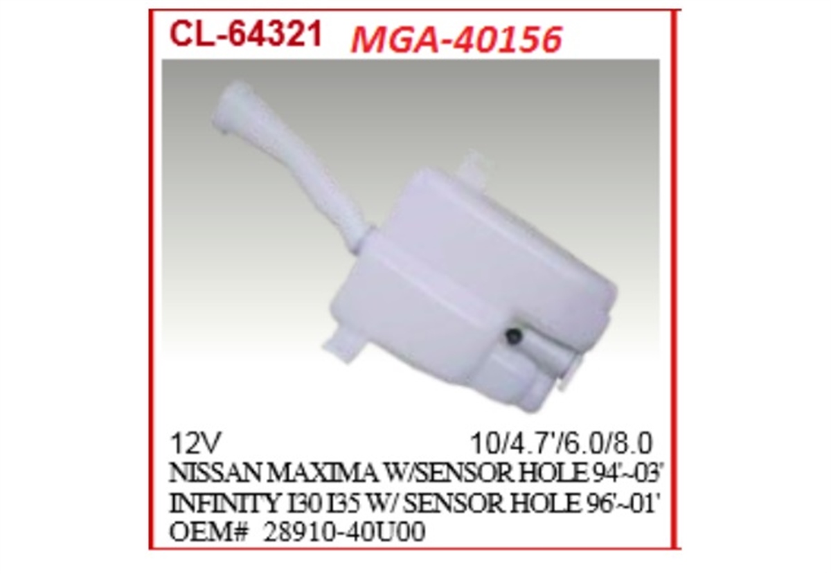 YEDEK PARÇASU FISKIYE DEPOSU MOTORLU-NISSAN MAXIMA 00>06   2891040U00 -MGA-40156MGAMGA-40156