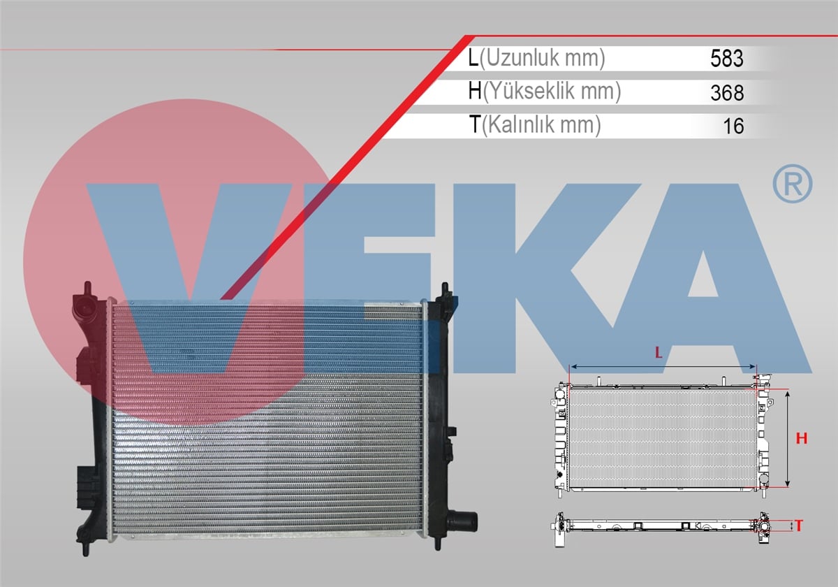 YEDEK PARÇASU RADYATÖRÜ BRAZİNG ACCENT BLUE 1.4 CVVT 2012>VEKA16-2130B