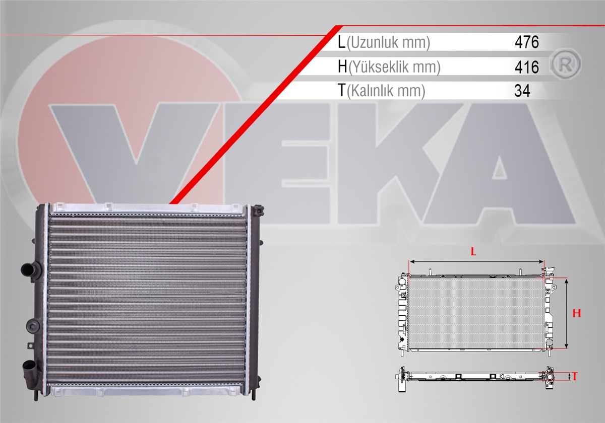 YEDEK PARÇASU RADYATÖRÜ KANGOO KC0/1 1.9 D M-T 1998-2008VEKA16-3505