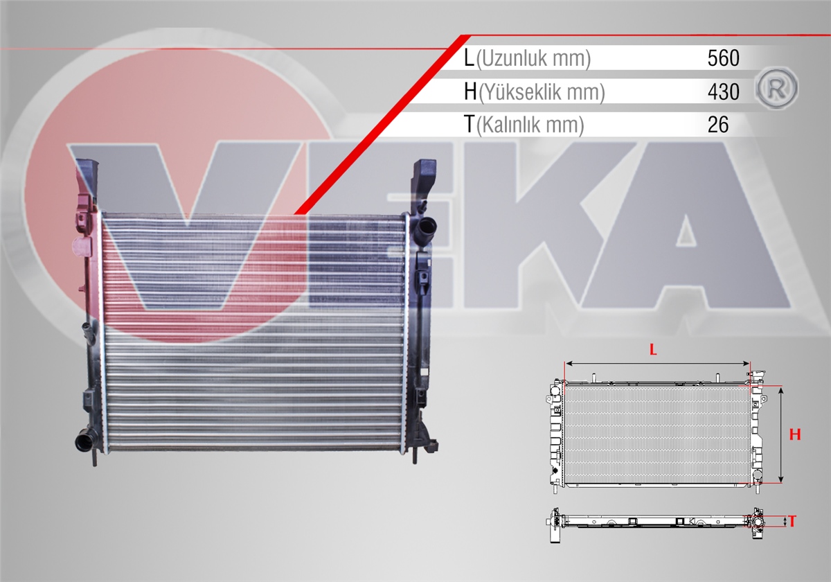 YEDEK PARÇASU RADYATÖRÜ KANGOO KW0/1 1.5 DCI 5 VİTES M-T AC+ 2008>VEKA16-3542