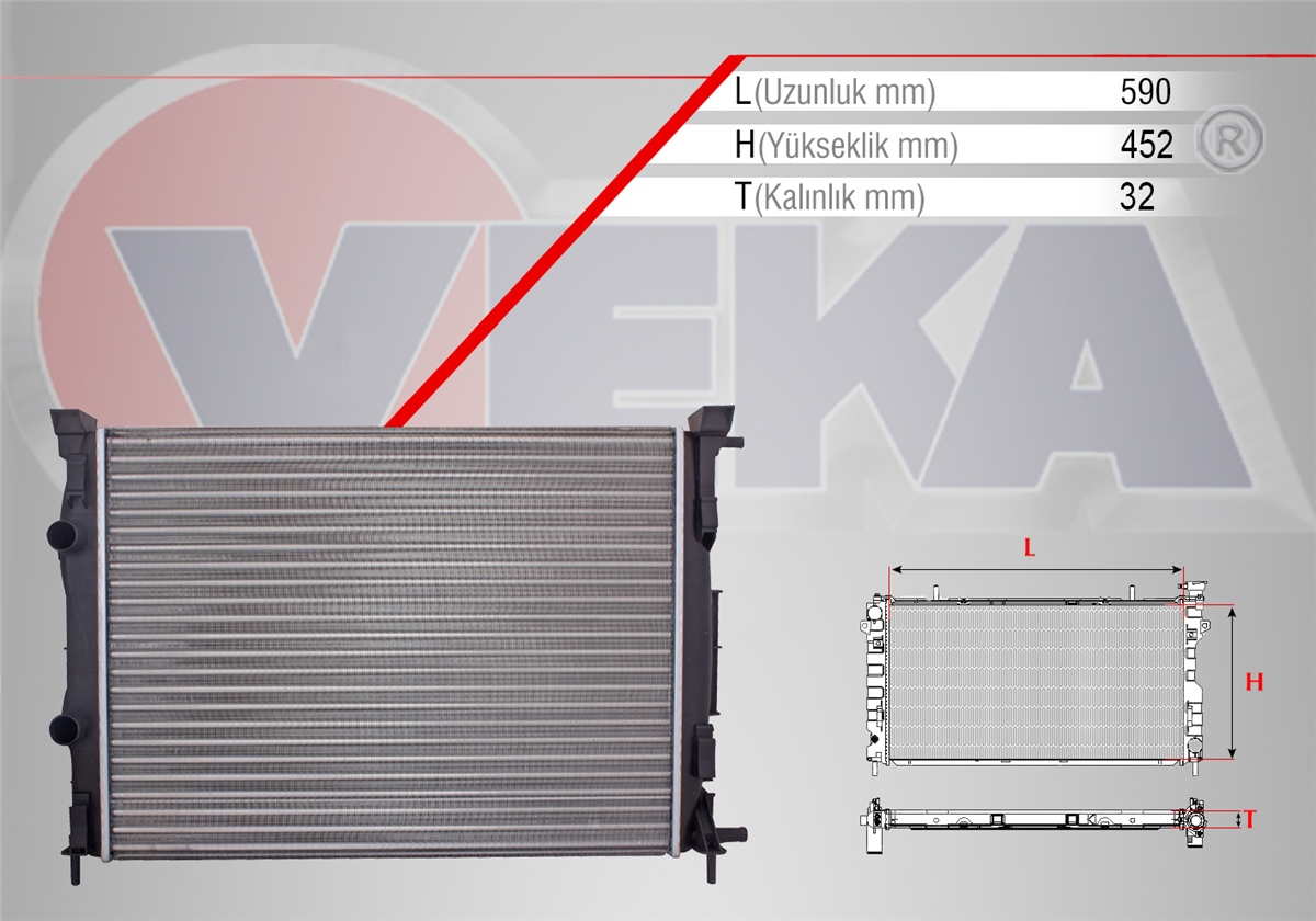 YEDEK PARÇASU RADYATÖRÜ MEGANE II BM0/1CM0/1 1.5 DCI A-T/M-T 2002-2008VEKA16-3507