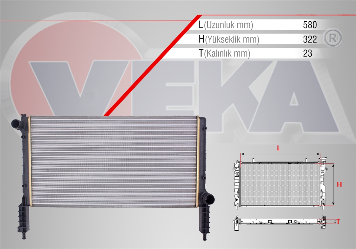 YEDEK PARÇASU RADYATÖRÜ MEKANİK DOBLO 1.2i M-T 2001-2010VEKA16-1809